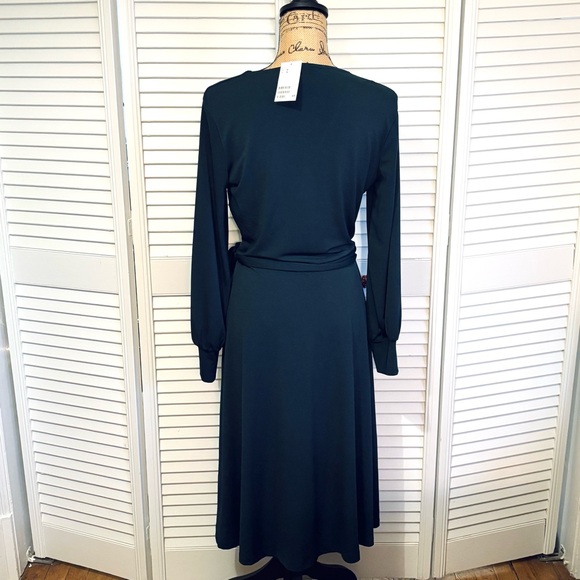 NWT H&M Navy Blue Faux Wrap Midi Dress Size Medium M - Picture 3 of 5